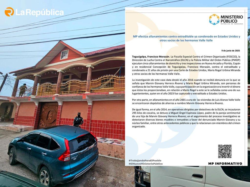 MP efectúa allanamientos contra extraditable ya condenado en Estados Unidos y otros socios de los hermanos Valle Valle. - Cover Image